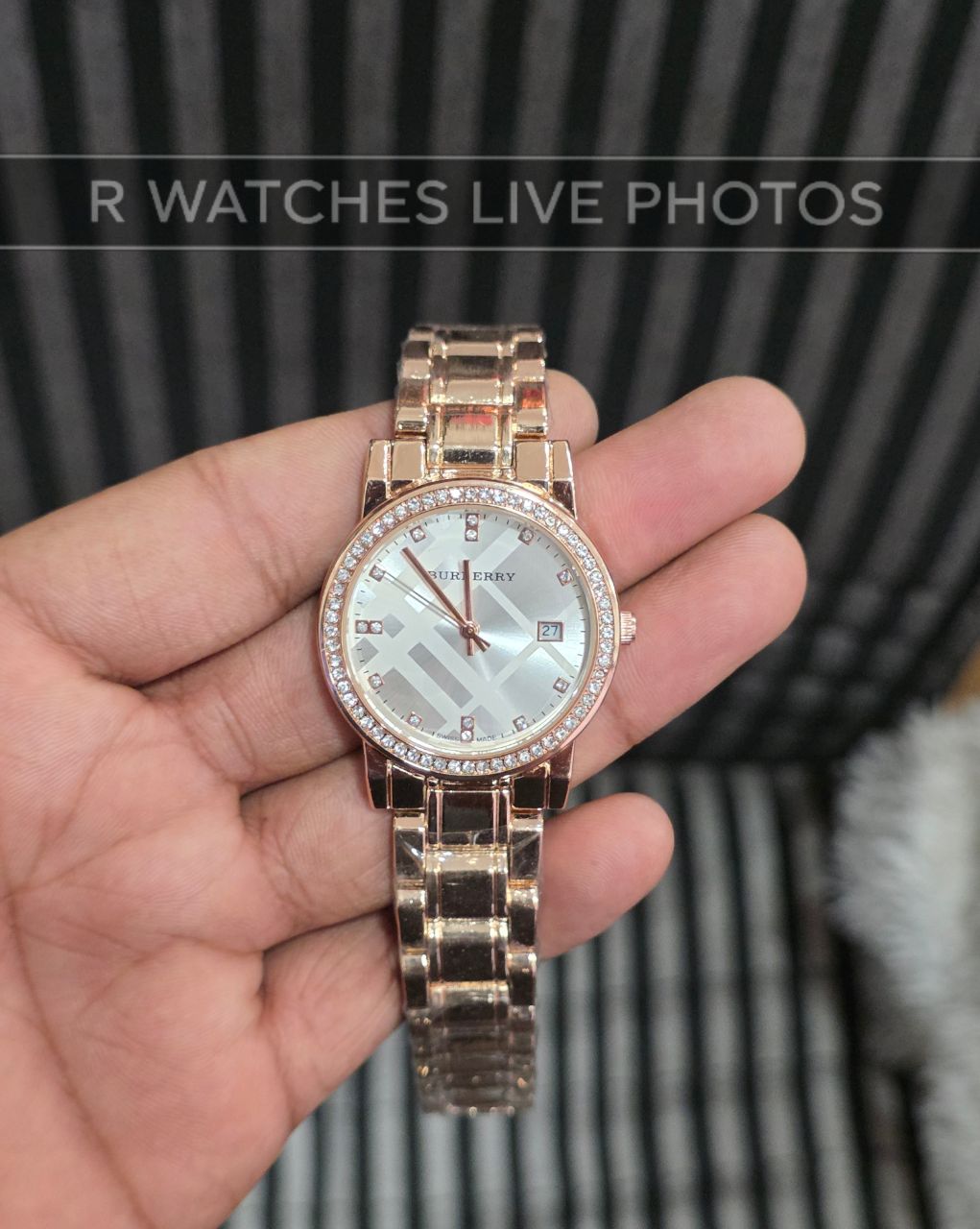 (OS)⭐ Burberry Girls Rose Gold Grey Dial
