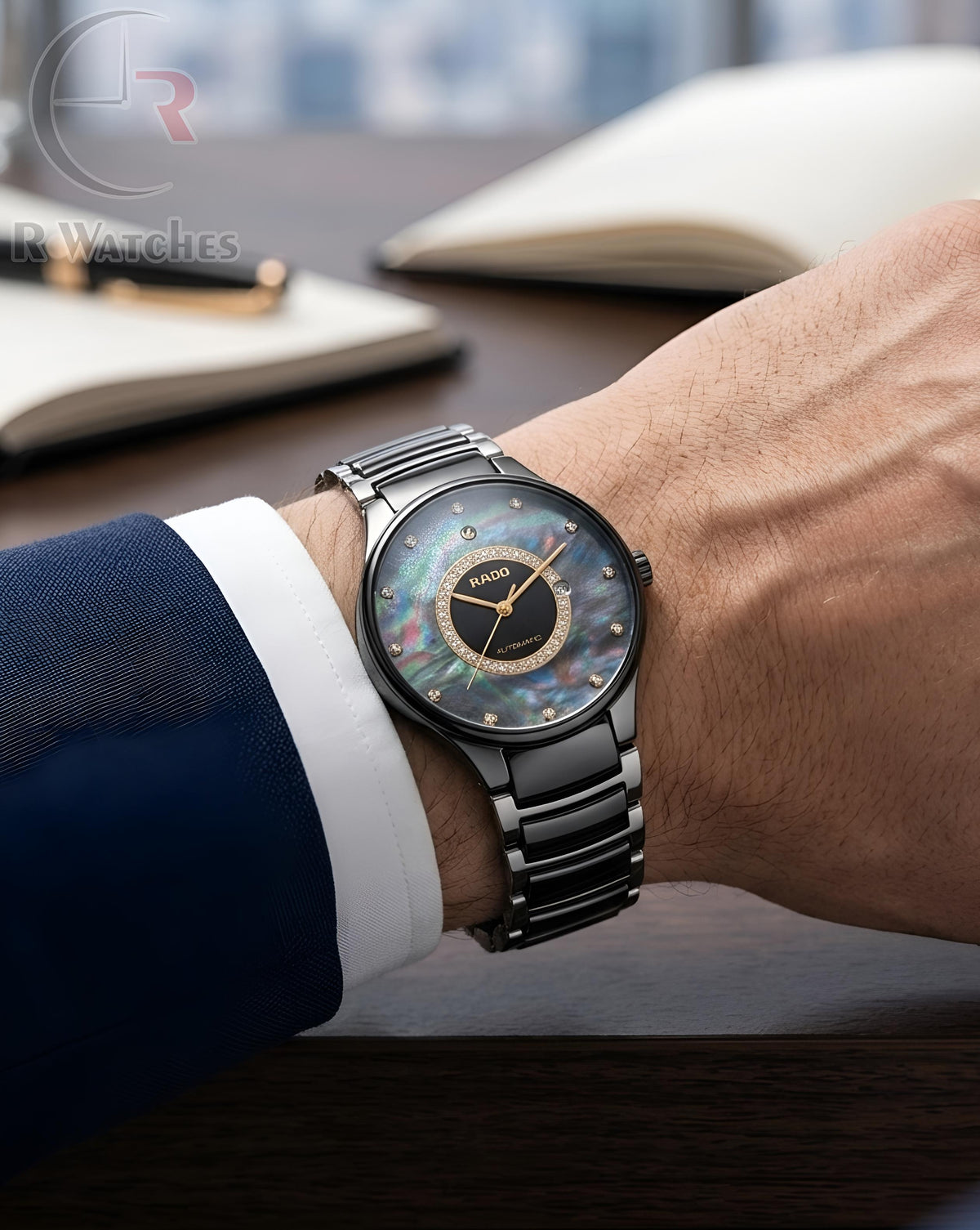 (OS)⭐ Rado Black Metal Rainbow Dial