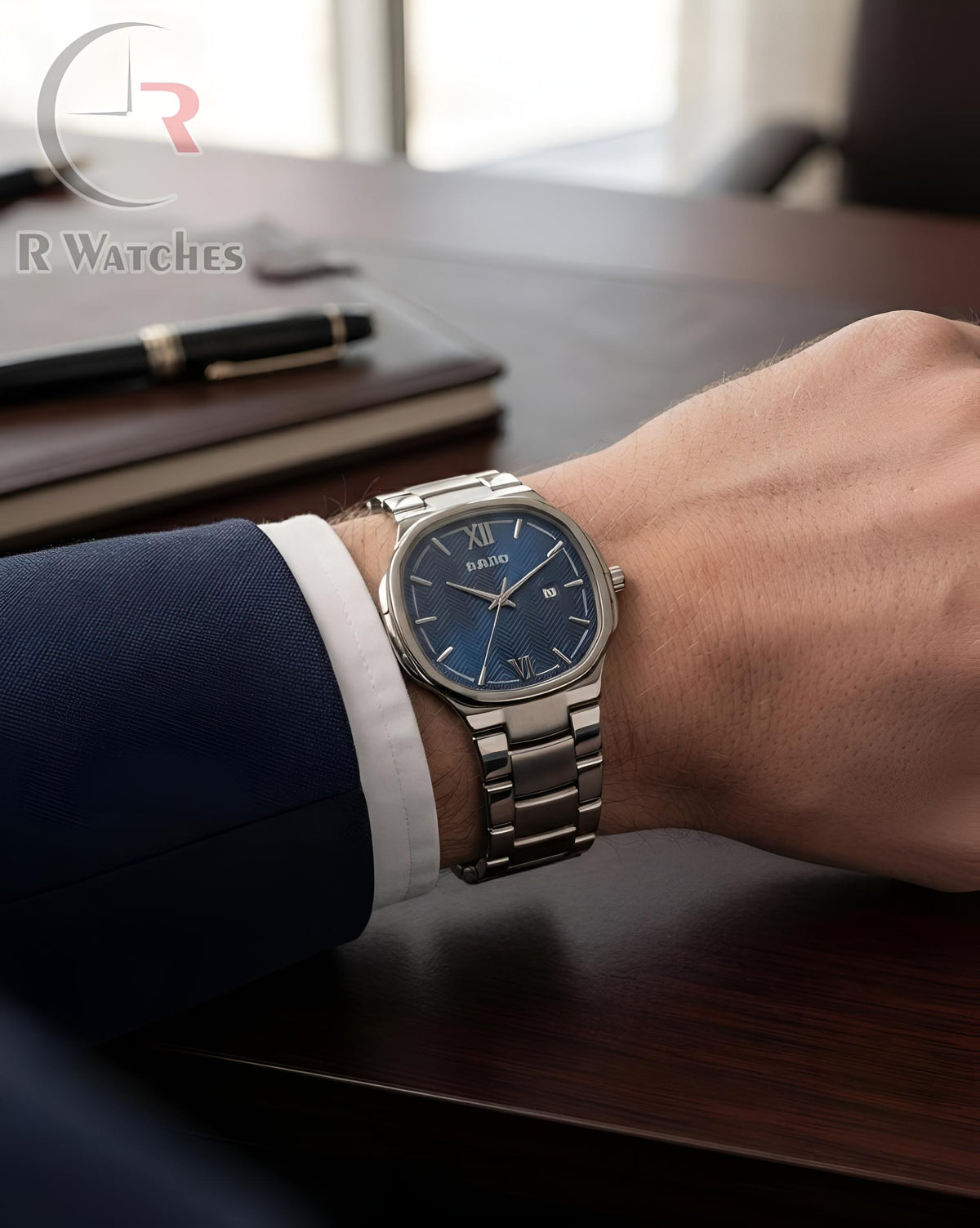 (OS2) Rado Square Silver Blue