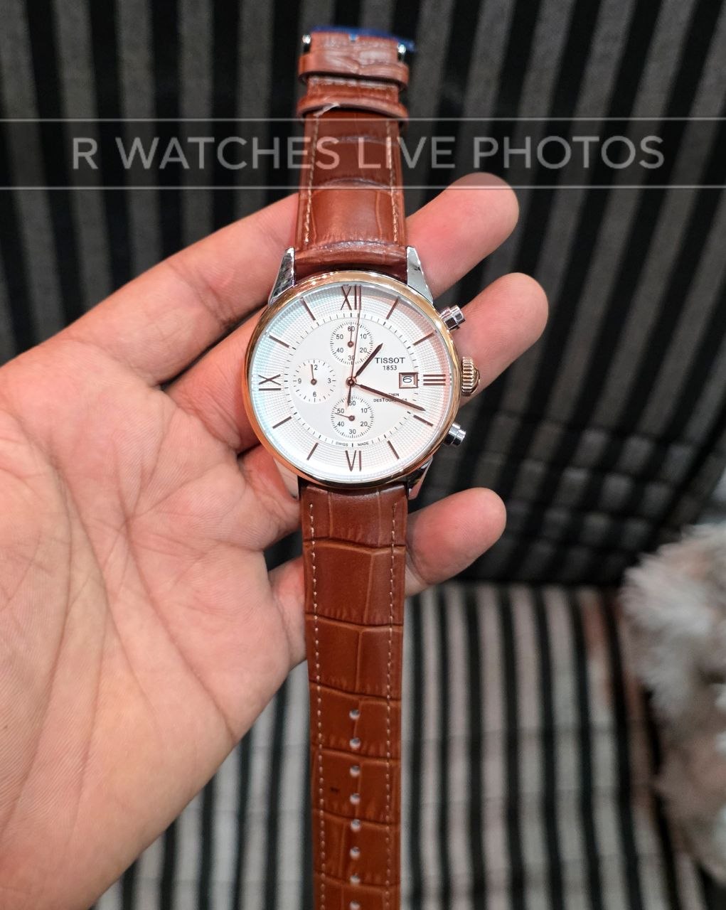 (OS)β Tissot premium leather silver White