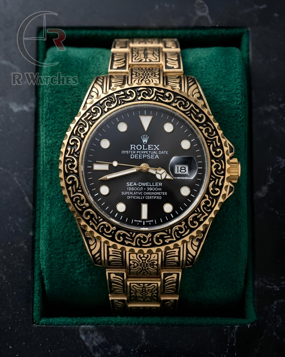 (OS2) Rolex Rajwadi Gold Black Dial