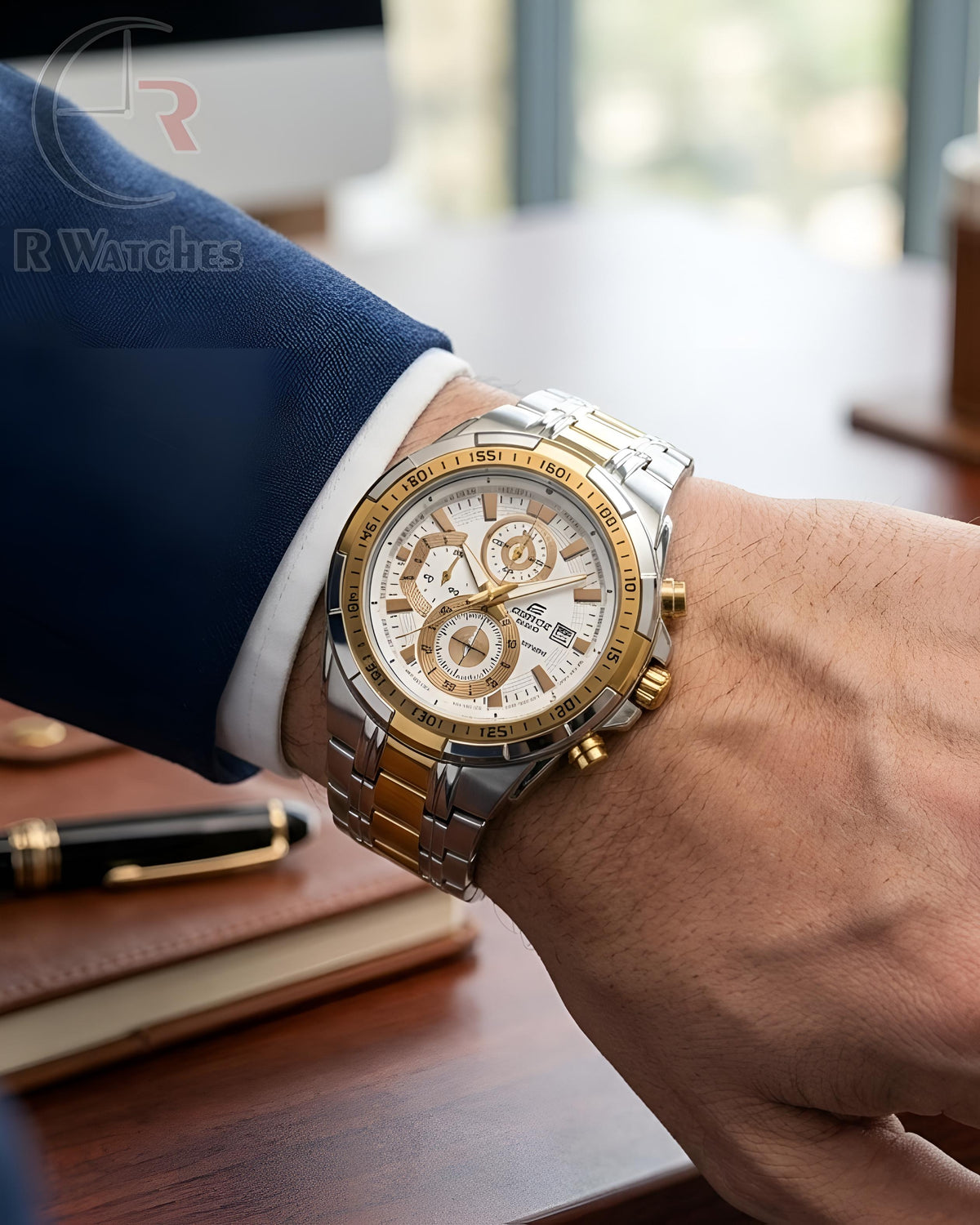 (SS3)⭐ Casio Edifice dual tone white
