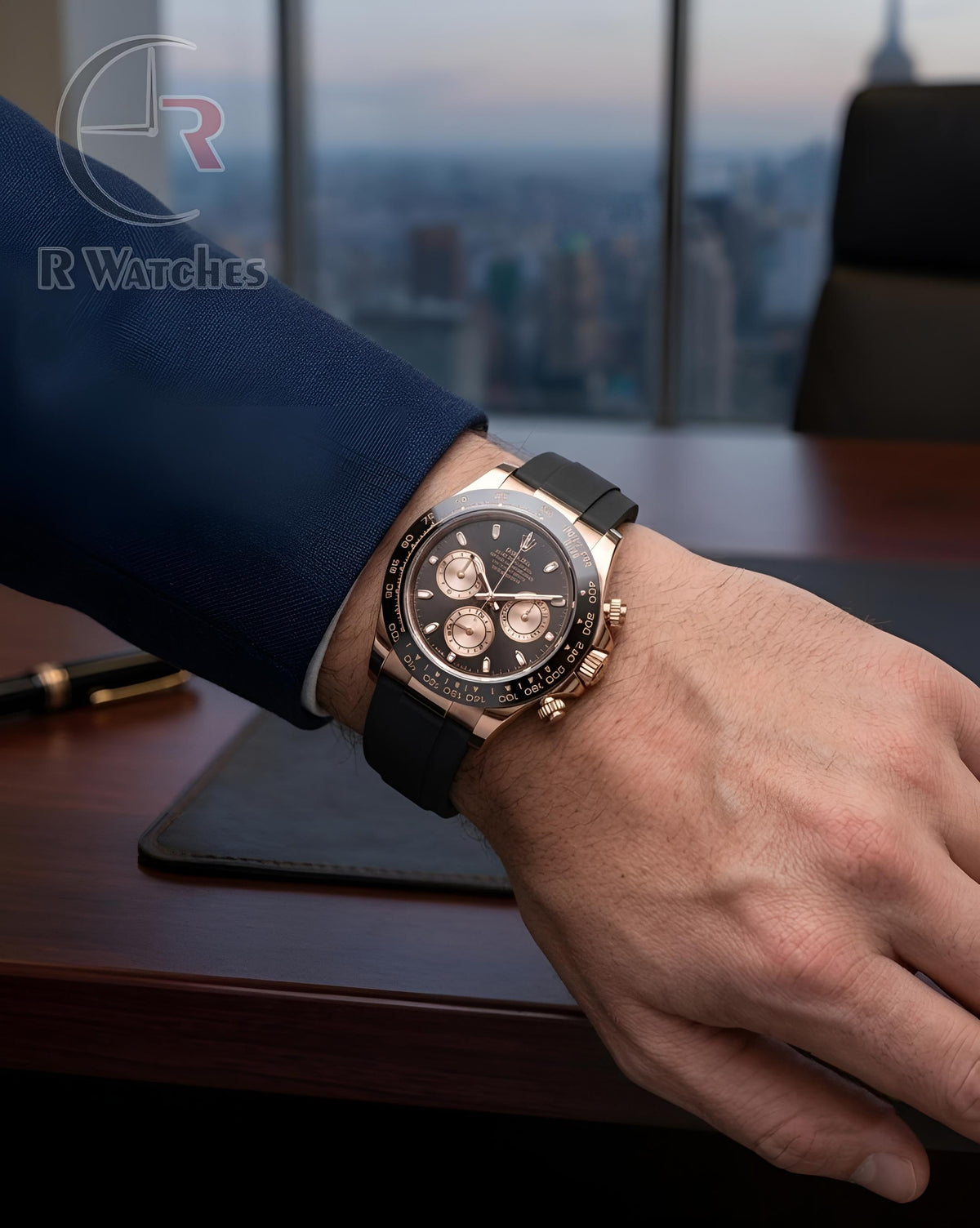 (SS) Rolex Silicon Black Rose Gold
