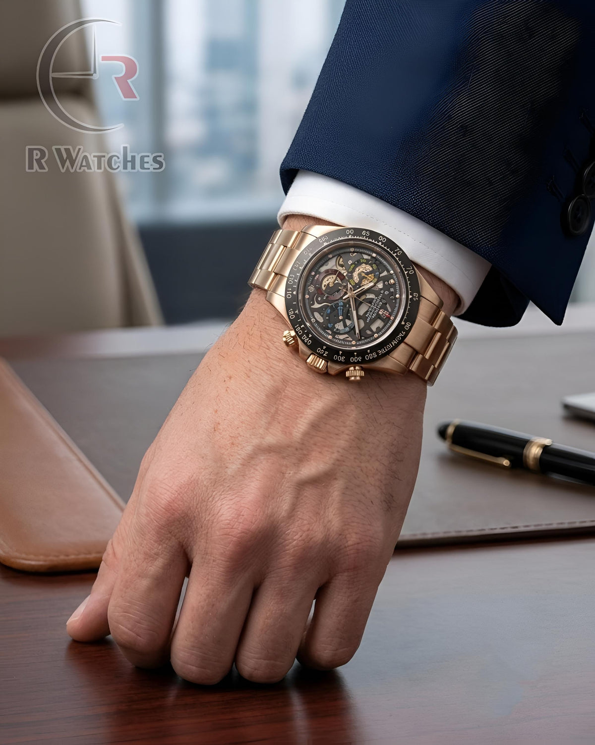 (OS) Rolex Machinery Rose Gold Black