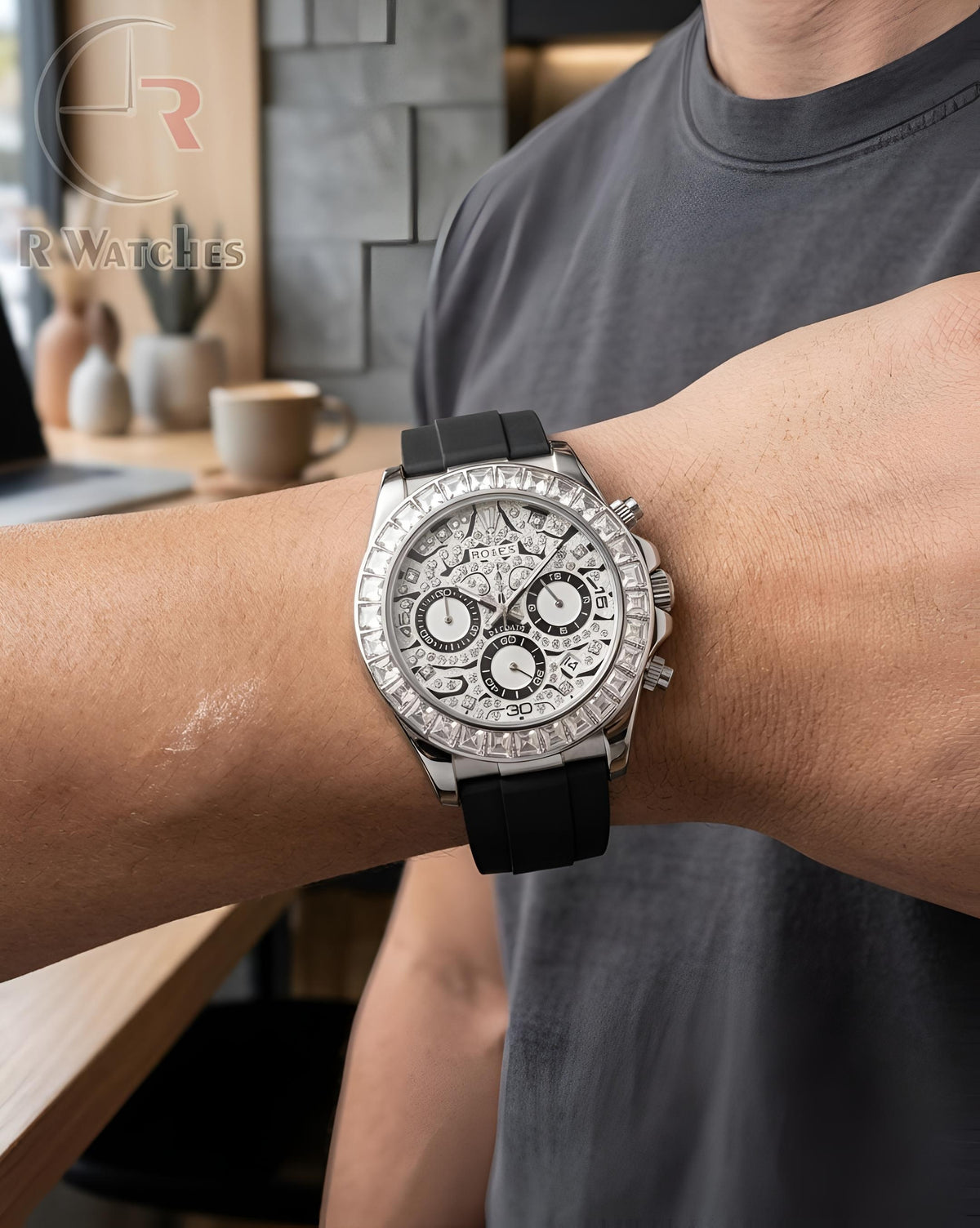 (SS)β Rolex Tiger eye silicon black silver