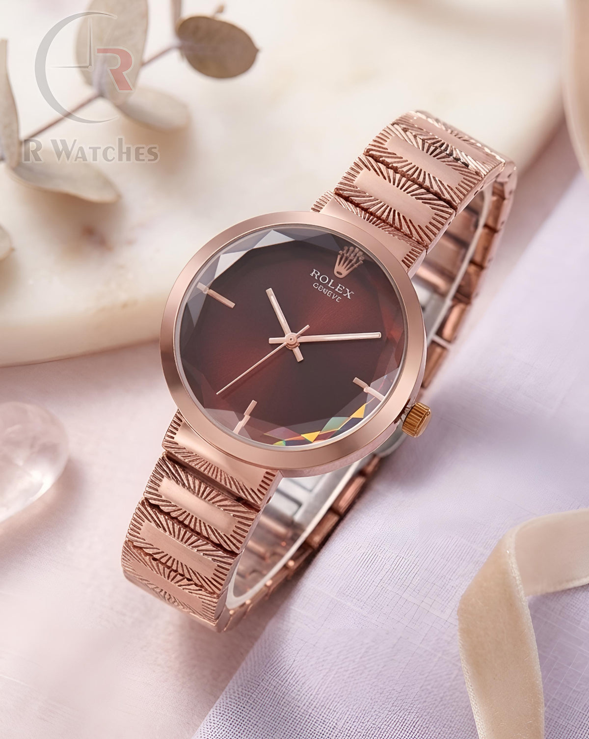 (OS)⭐ Rolex Girls Rose Gold Brown