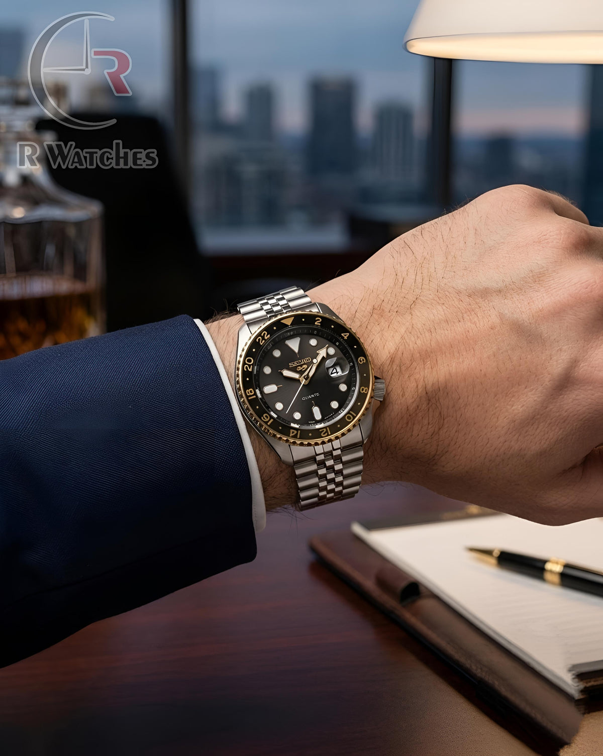 (OS) Seiko Silver Rose Gold Black