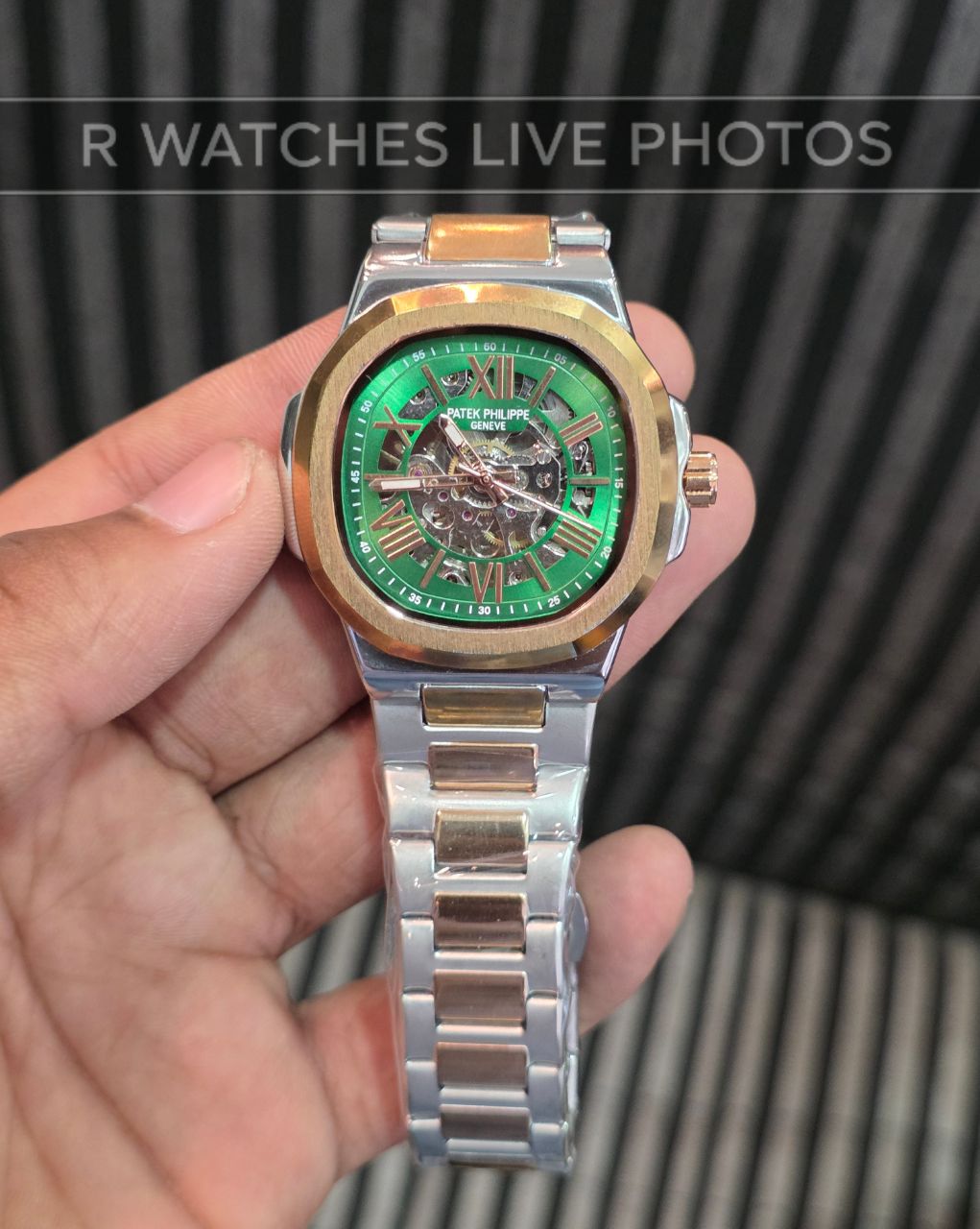 (OS3)⭐ Patek Philippe Automatic Rose Gold Green Roman Dial