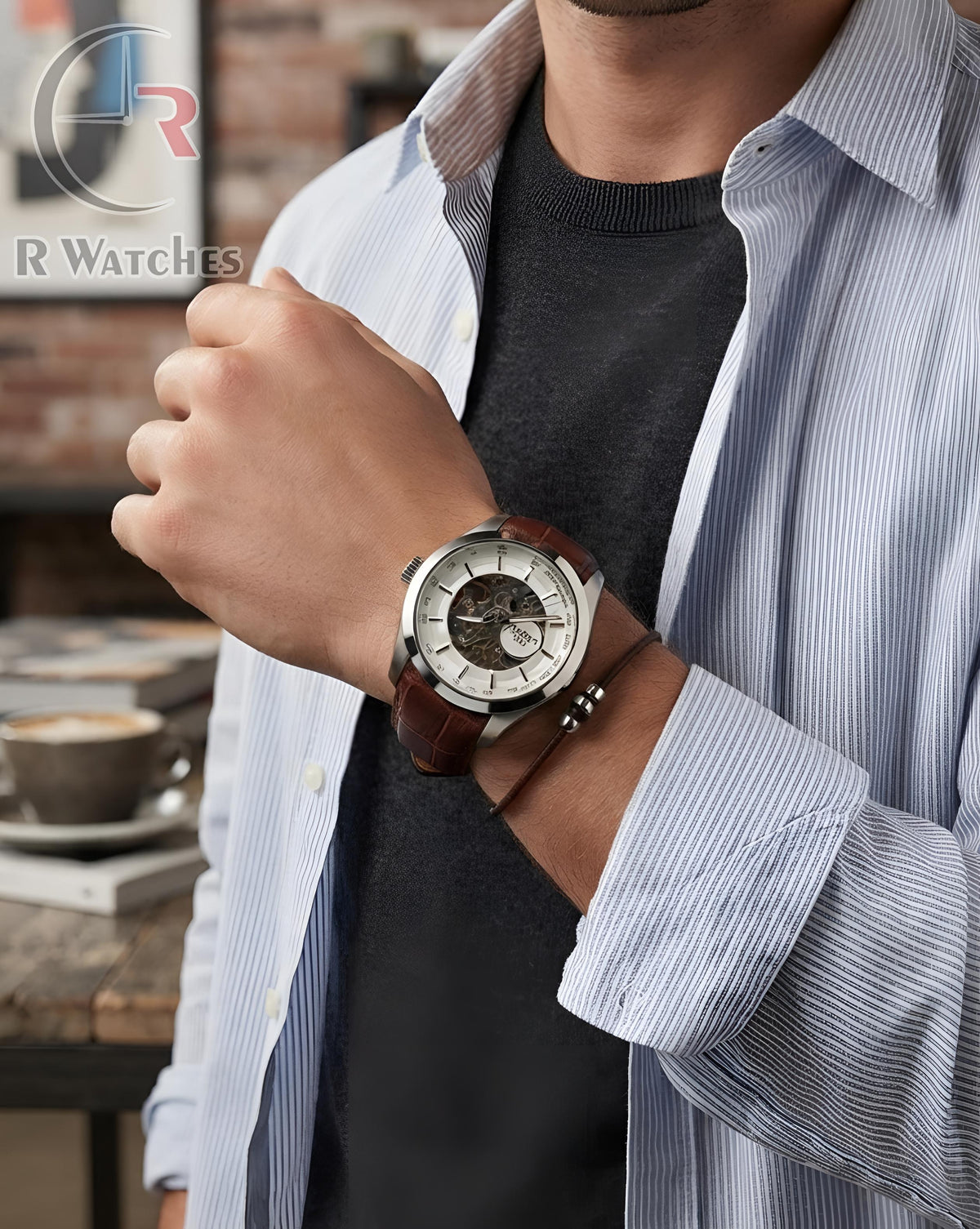 (OS) Tissot Automatic Leather Silver Brown