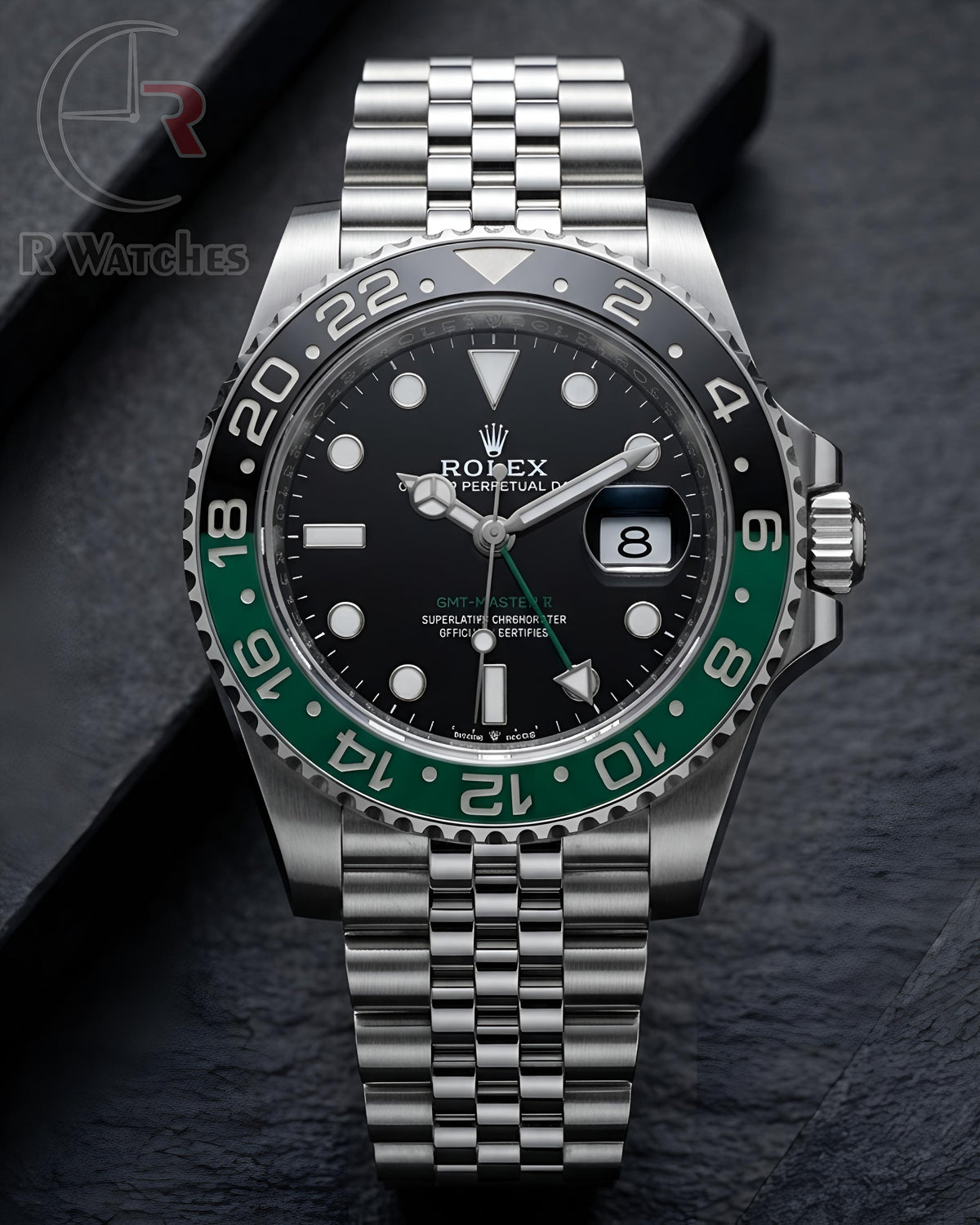 (OS)⭐ Rolex Silver Green Black Dial