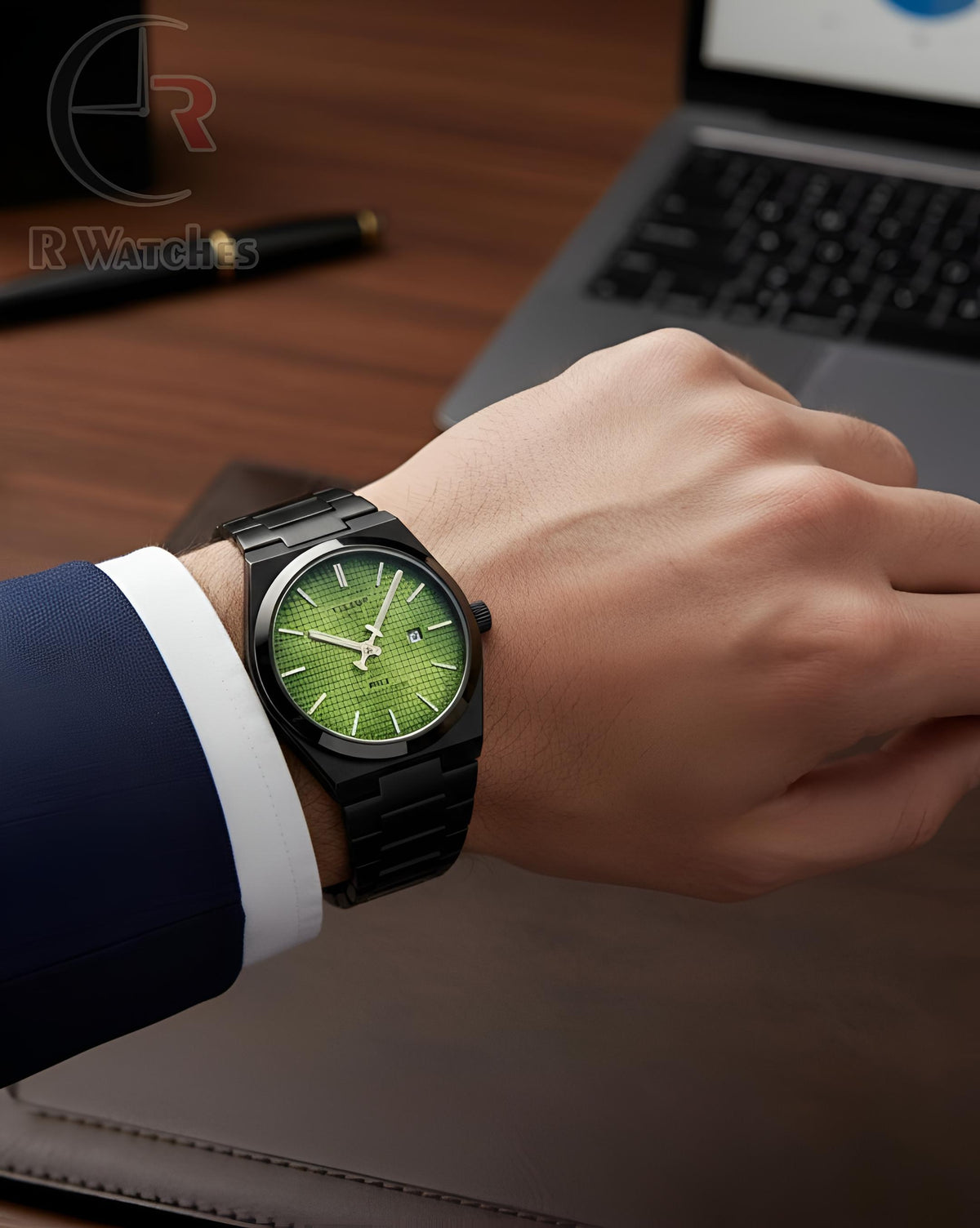 (SS) Tissot prx powermatic black green