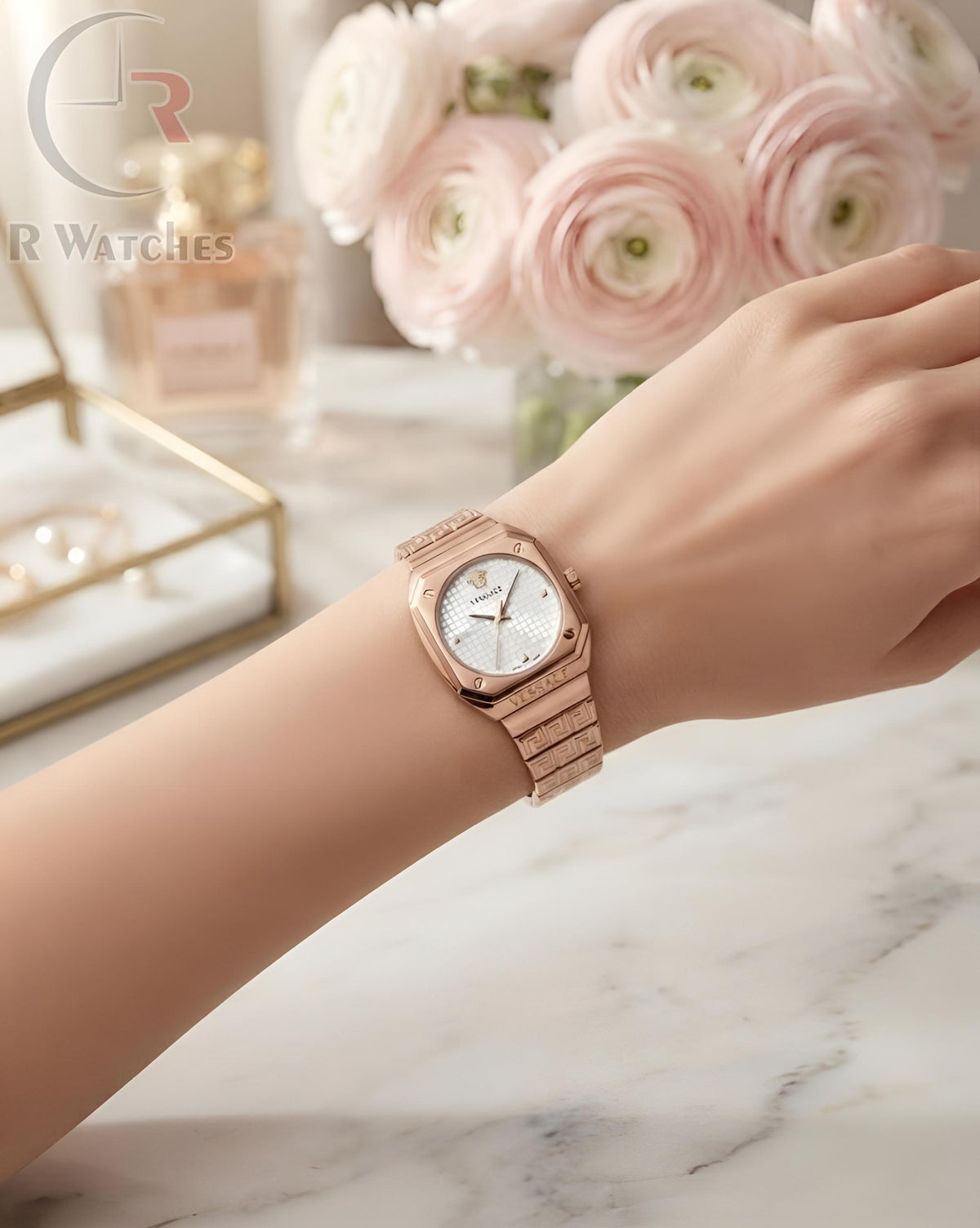(OS) Versace Girls Rose Gold White