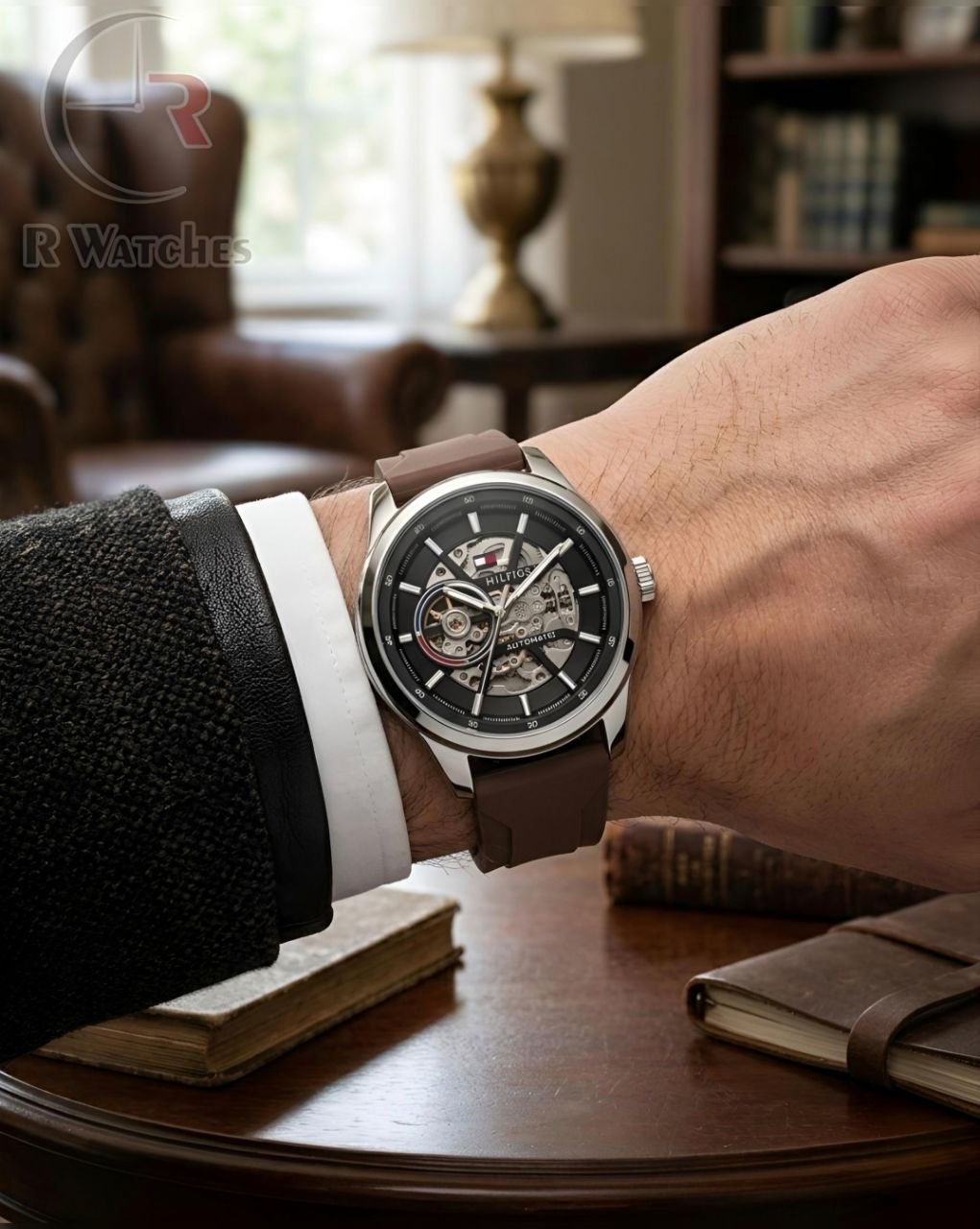 (SS)📷⬆️ Tommy Hilfiger automatic silicon brown (THAS6)
