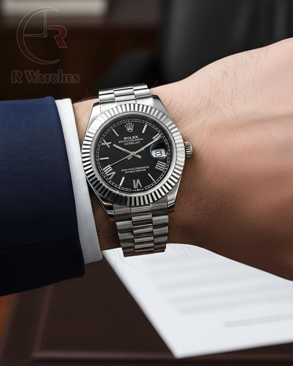(OS)📷⬆️ Rolex Oyster Silver Black Roman Dial (RXP33)