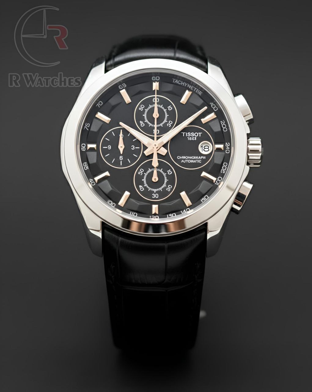 (OS4) Tissot leather Silver Black