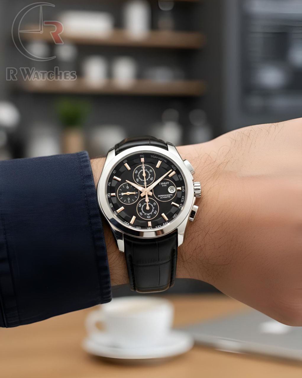 (OS4) Tissot leather Silver Black
