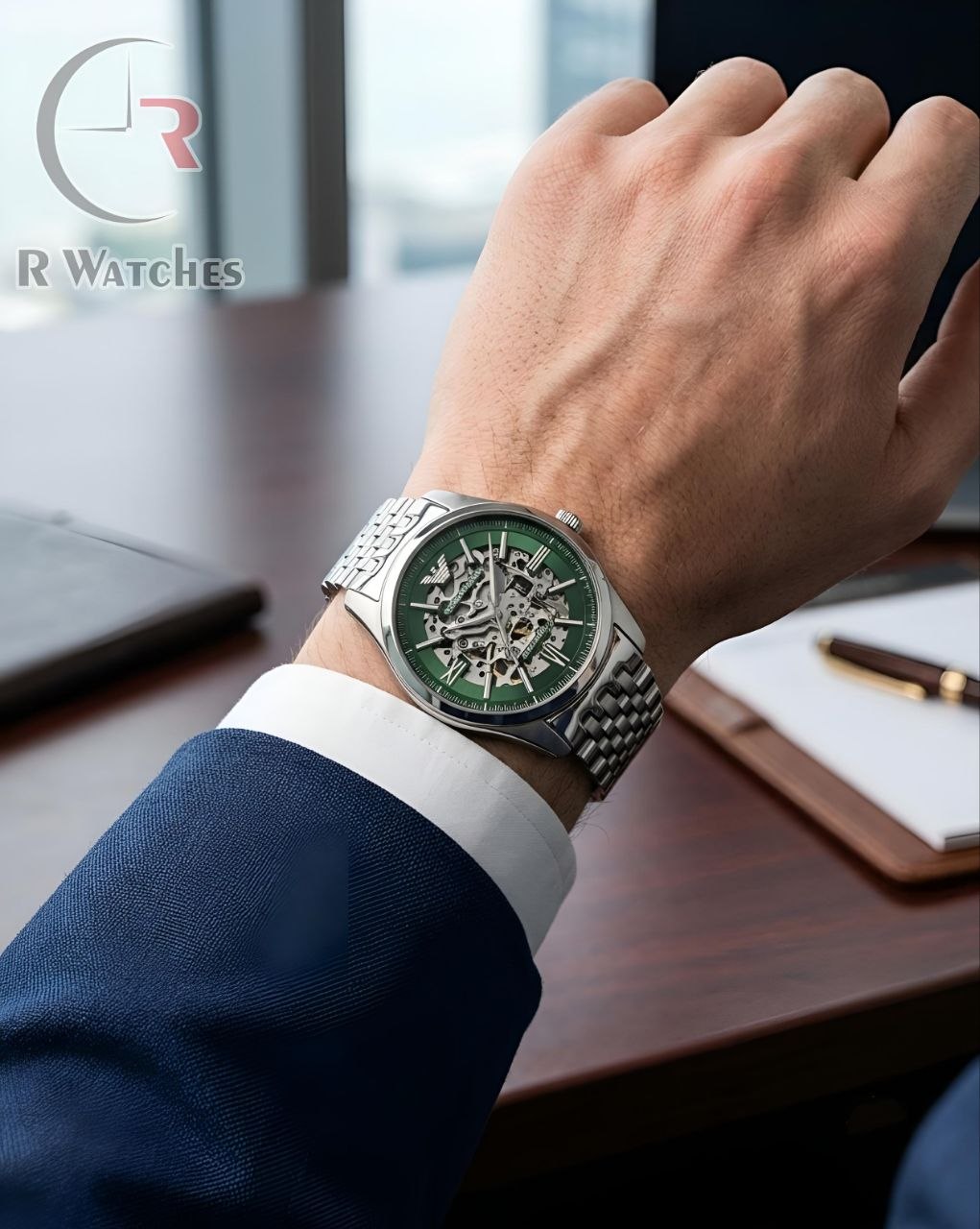 (OS) Armani Automatic Green Silver