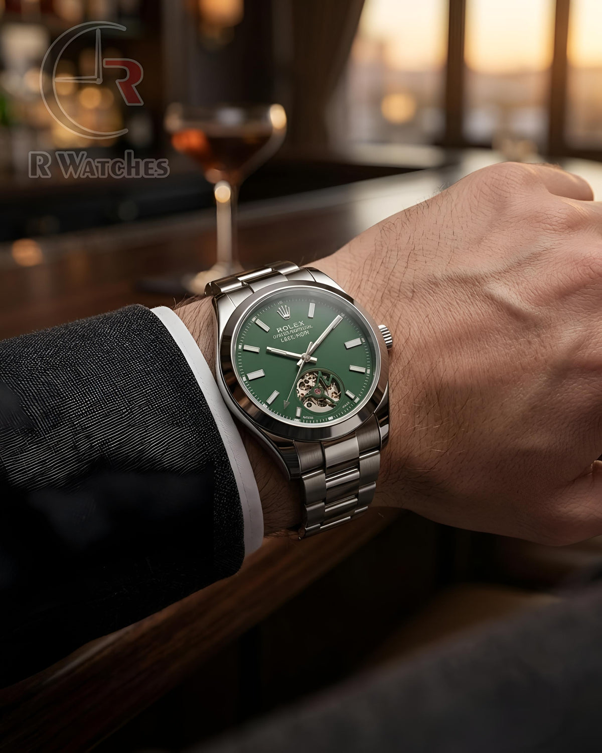 (OS) Rolex Automatic Green Silver