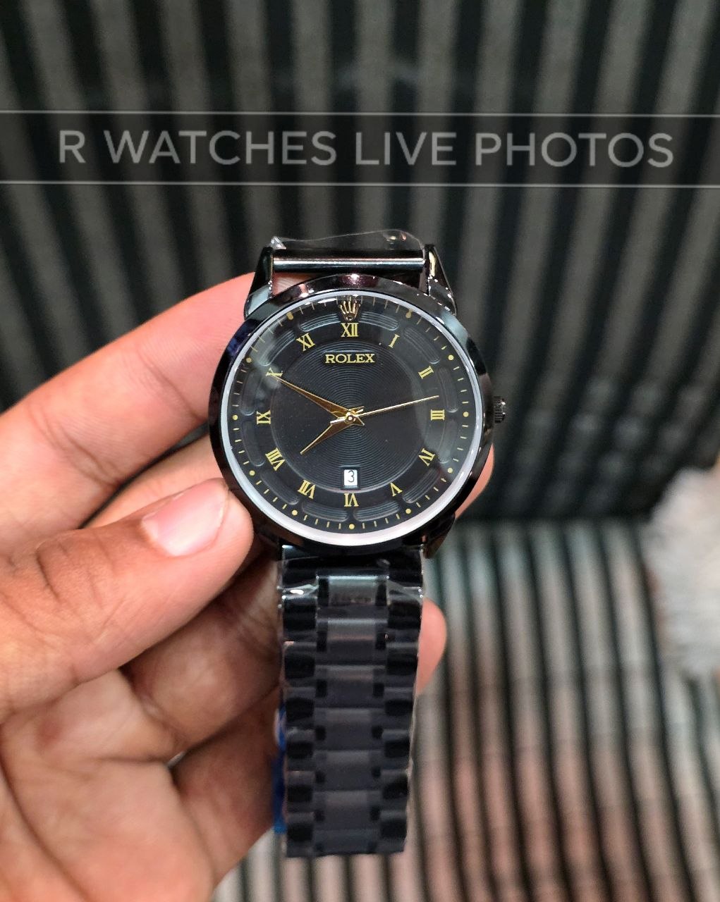 (OS)⭐ Rolex Full Black Gold Roman Dial