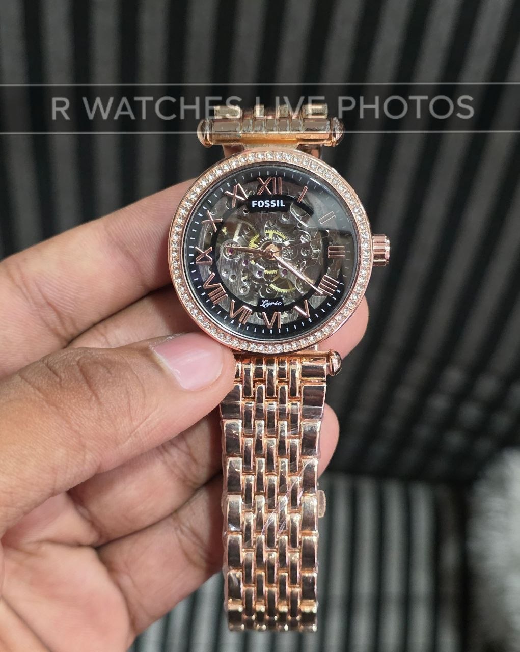 (OS)⭐ Fossil Girls Automatic Rose Gold Black Dial