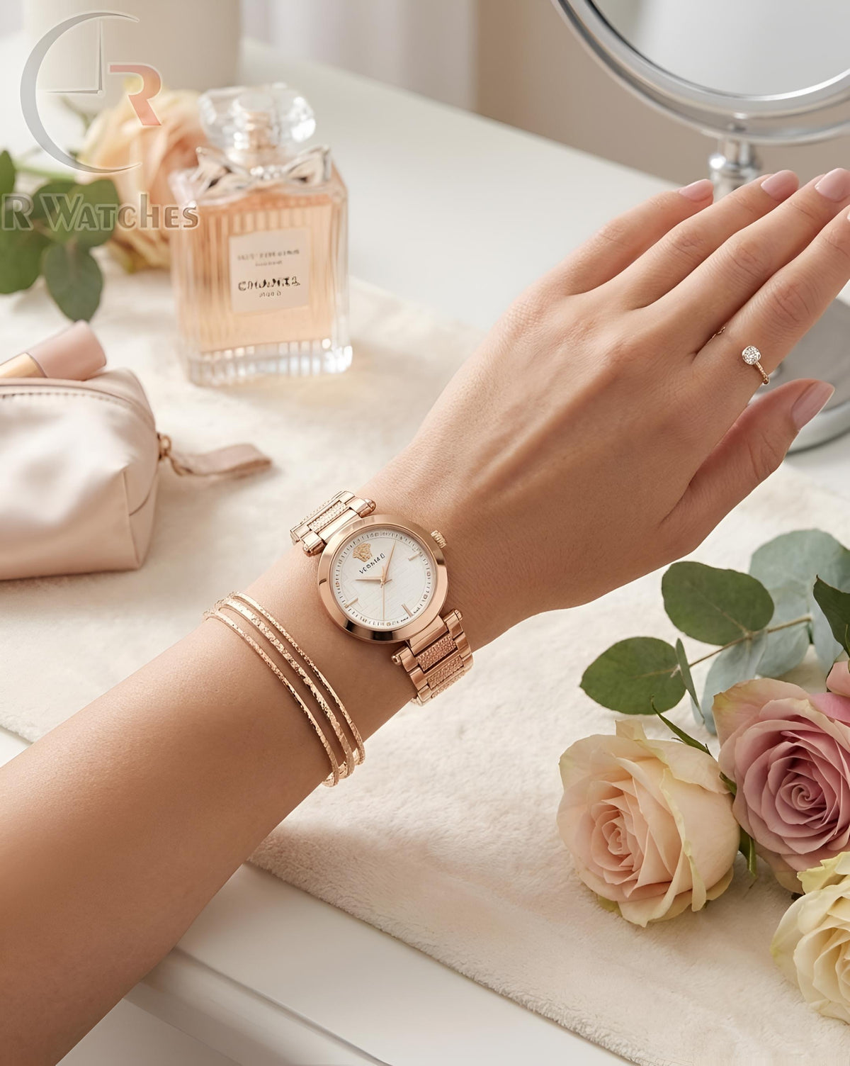 (OS) Versace Girls Rose Gold White