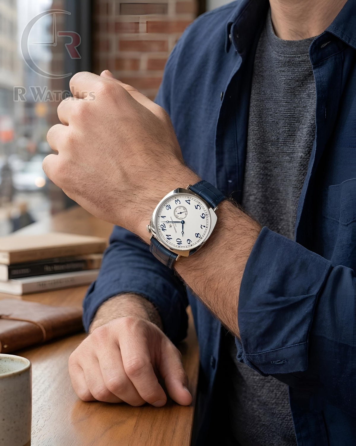 (OS) Vacheron Constantin Leather Silver White Blue