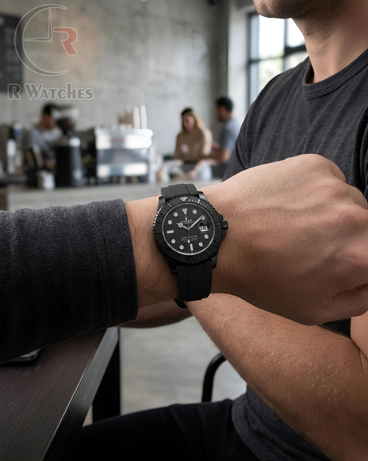 (SS)β Rolex Yatchmaster silicon full black white dial