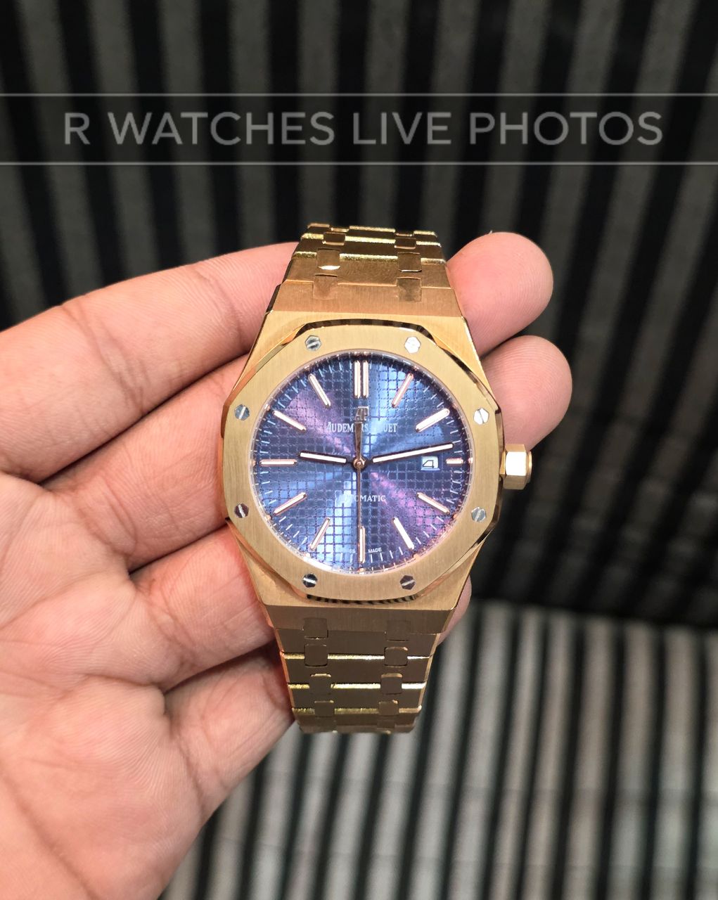 (OS)⭐ Audemars piguet Master Automatic Rose Gold Blue