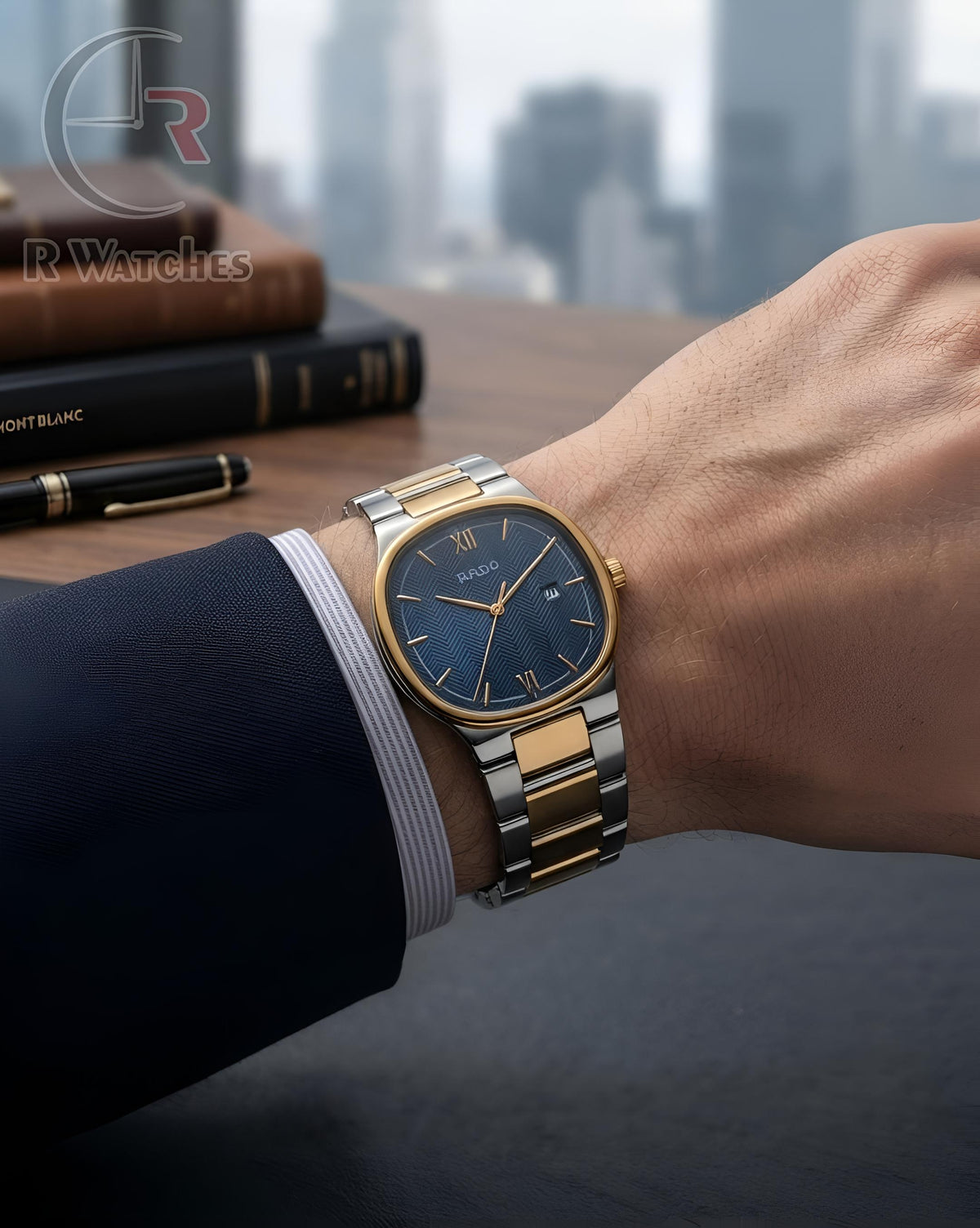 (OS2) Rado Square Dual Tone Blue