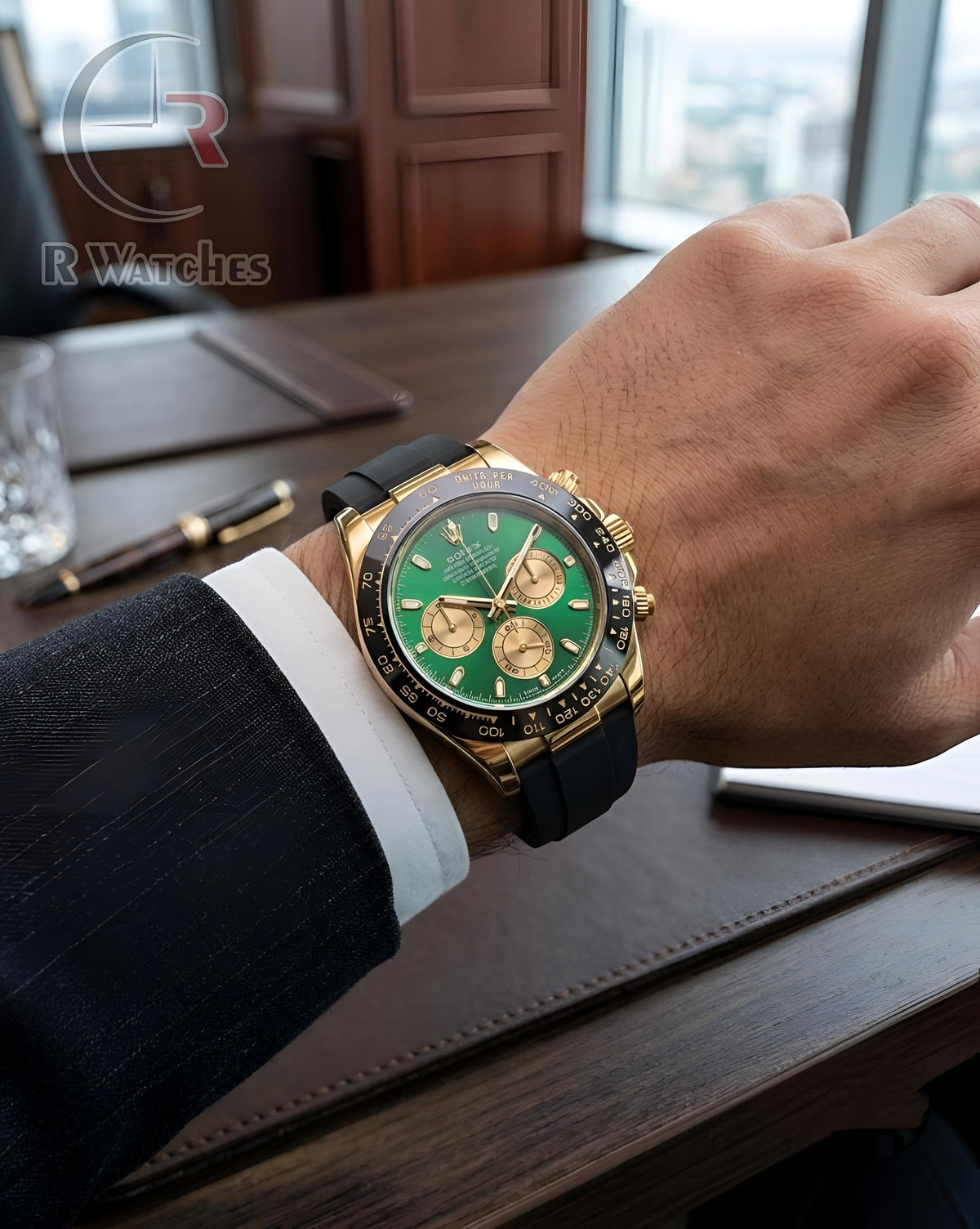 (OS) Rolex Silicon Green Black Gold