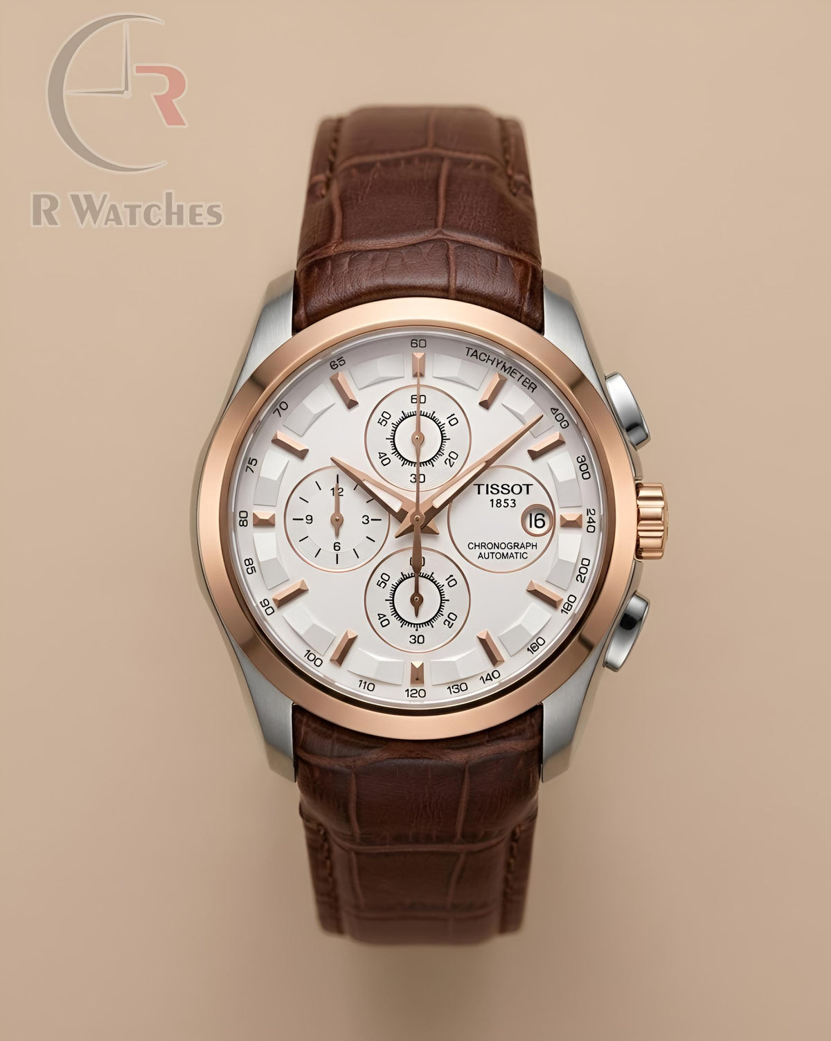 (OS2)β Tissot leather brown dual tone white