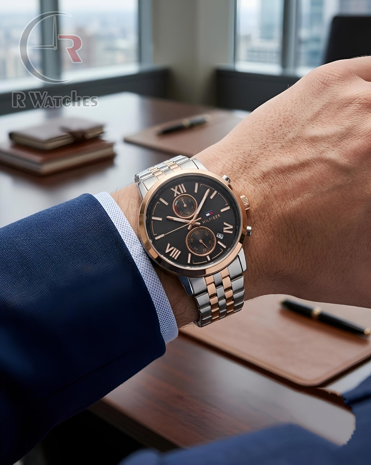 (OS) Tommy Hilfiger Rose Gold Black