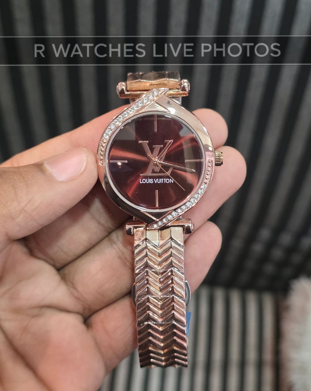 (OS)⭐ LV Girls Rose Gold Brown Dial