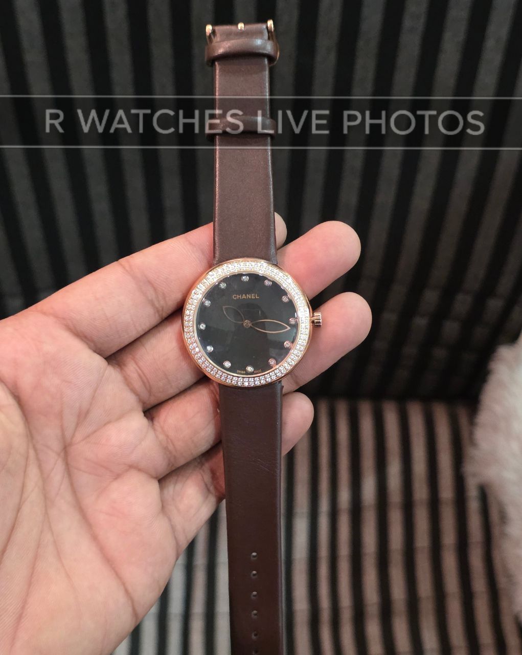 (OS)⭐ Chanel Girls Leather Rose Gold Brown Dial