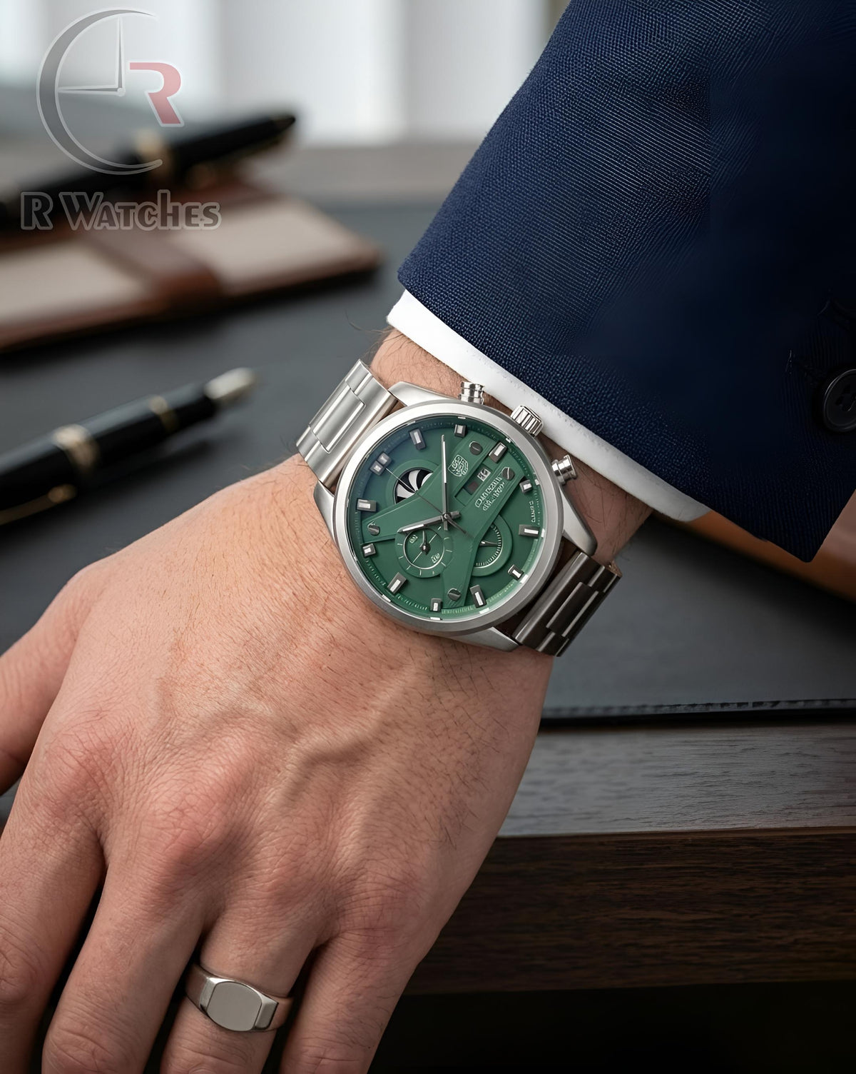 (OS3)⭐ Tag CR7 silver green dial