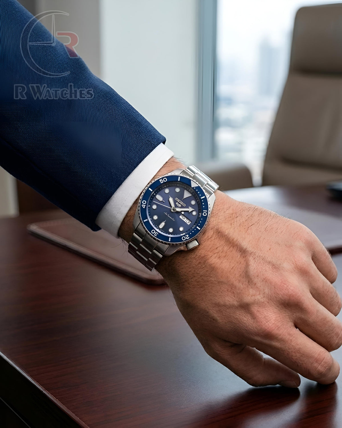 (OS)📷⬆️ Seiko Silver Blue Red (SKP4)