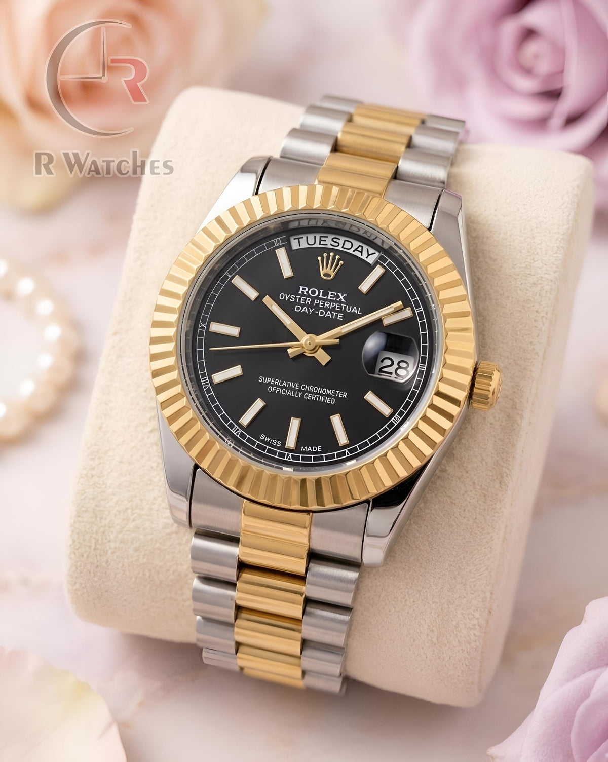 (OS)📷⬆️⭐🔁 Rolex girls dual tone Black (RXG1)