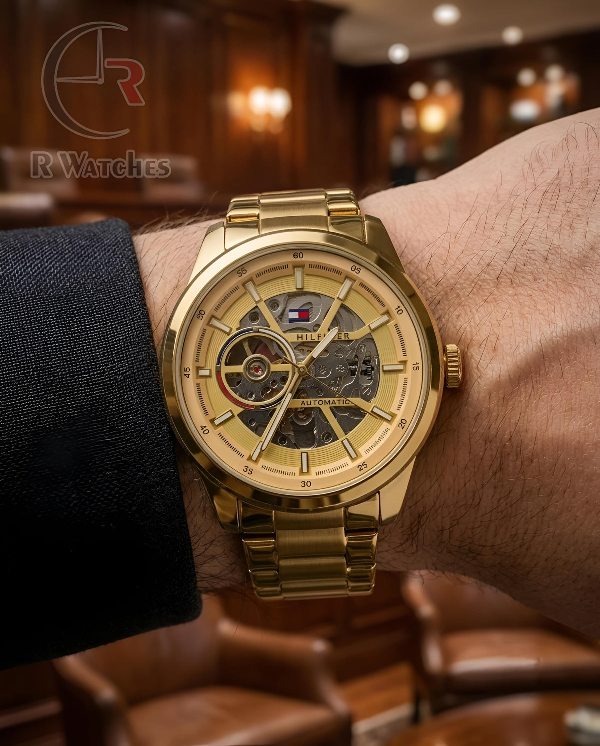 (SS)📷⬆️🔁 Tommy Hilfiger Automatic Full Gold (THAM12)