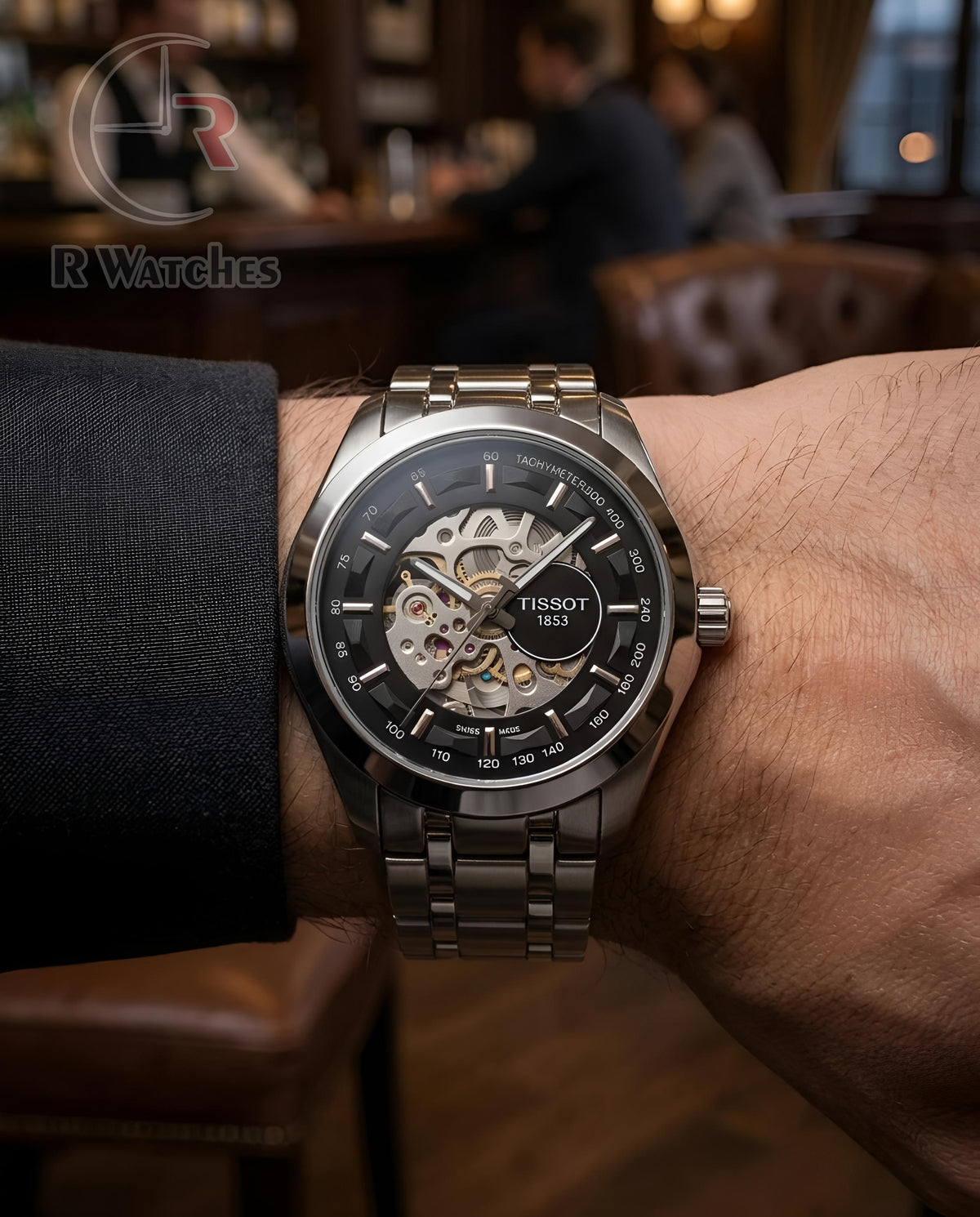 (OS2)📷⬆️⭐🔁 Tissot Automatic Metal silver black dial (TSAM26)