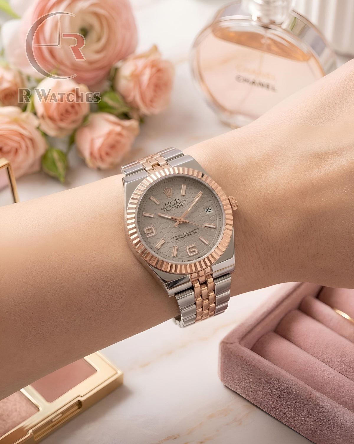 (OS)📷⬆️ Rolex Girls Rose Gold Grey (RXG7)