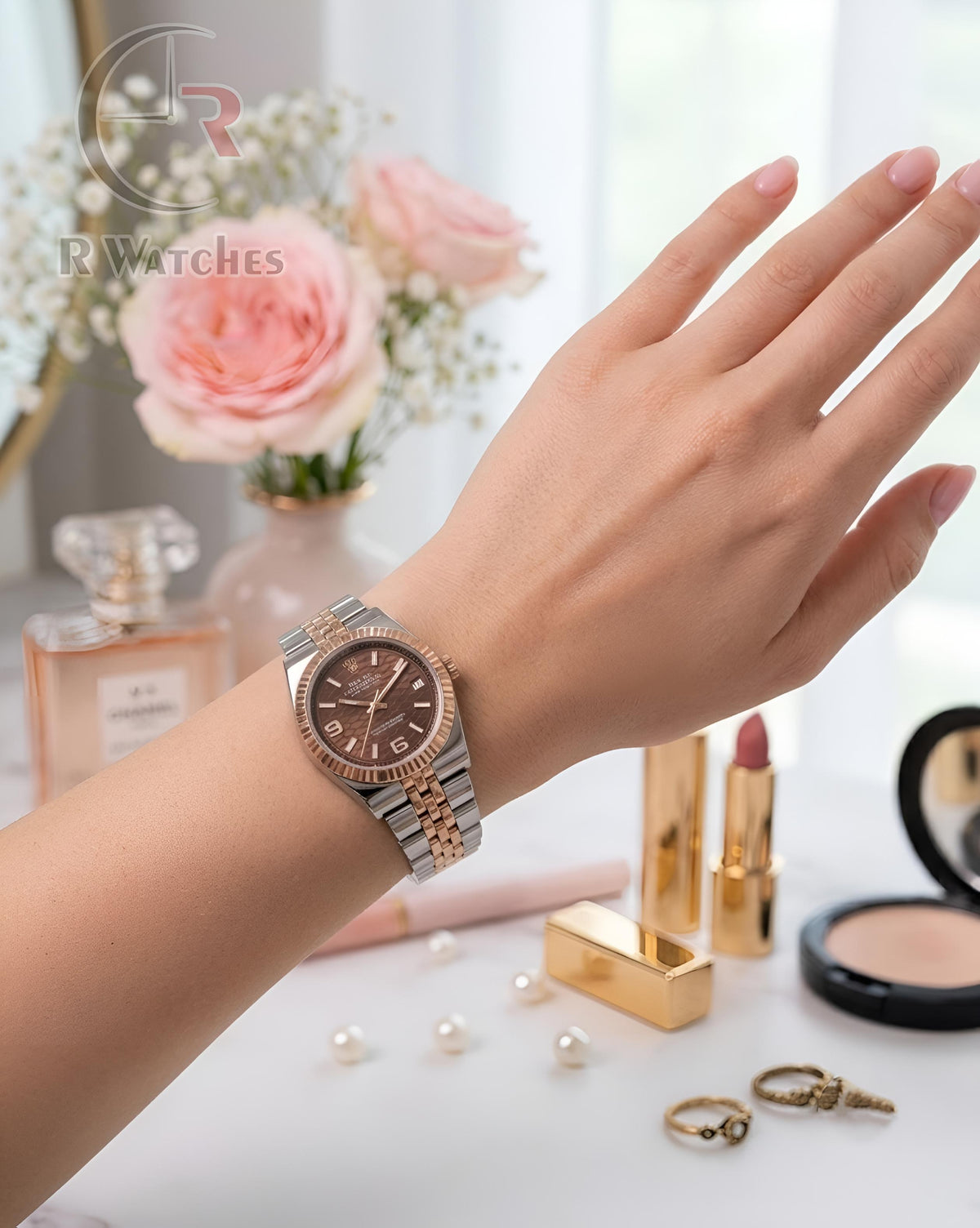 (OS)📷⬆️ Rolex Girls Rose Gold Brown (RXG10)