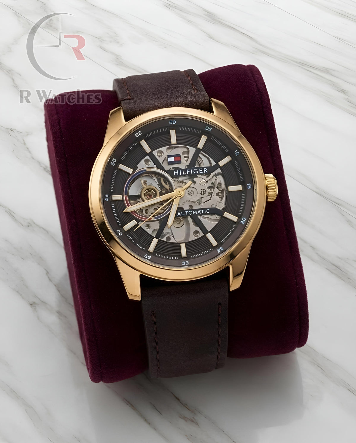 (OS)📷⬆️⭐🔁 Tommy Hilfiger automatic brown leather (THAL4)