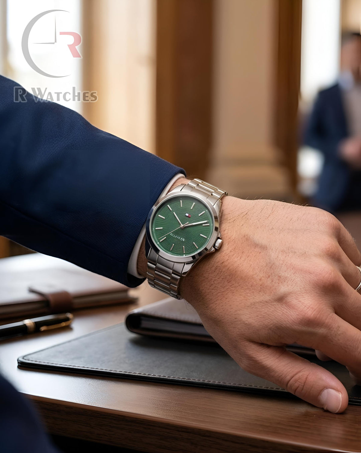 (SS)📷⭐ Tommy Hilfiger Silver Green Dial (THP26)