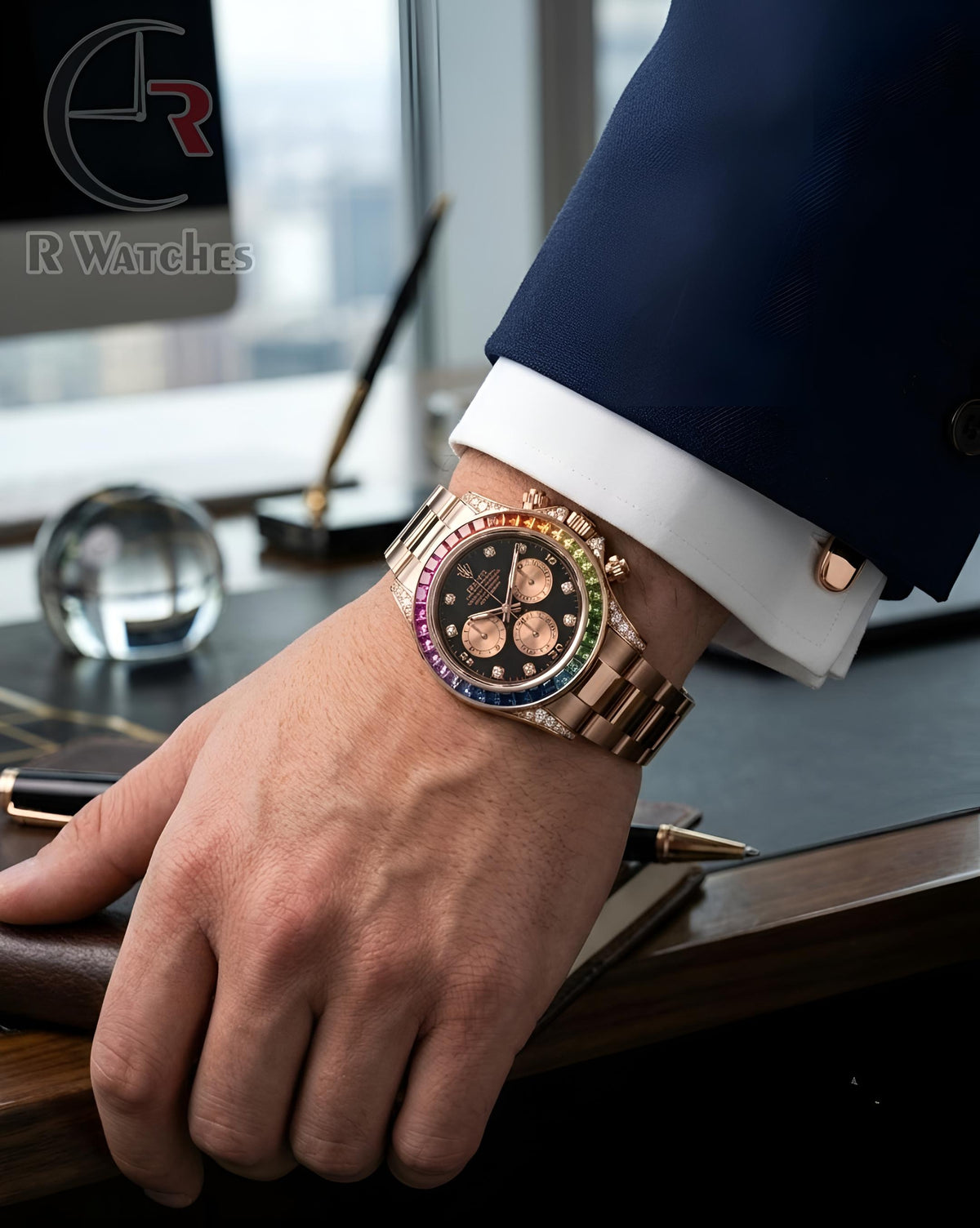 (OS2)📷⬆️⭐ Rolex rainbow Rose gold black (RXP7)