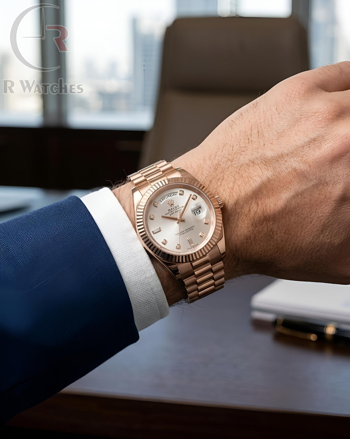 (SS)📷⬆️⭐ Rolex day and date rose gold white (RXP71)