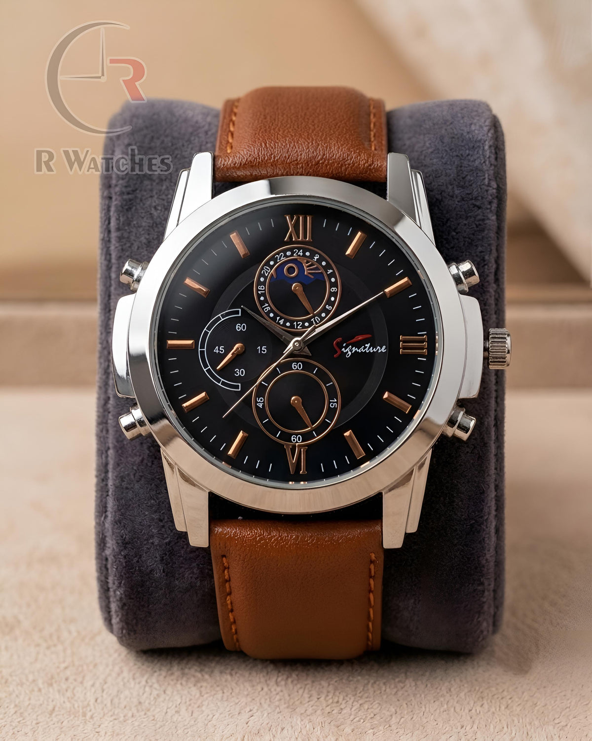 (OS)π·β Signature Leather Brown Silver Black Dial (SGL1)