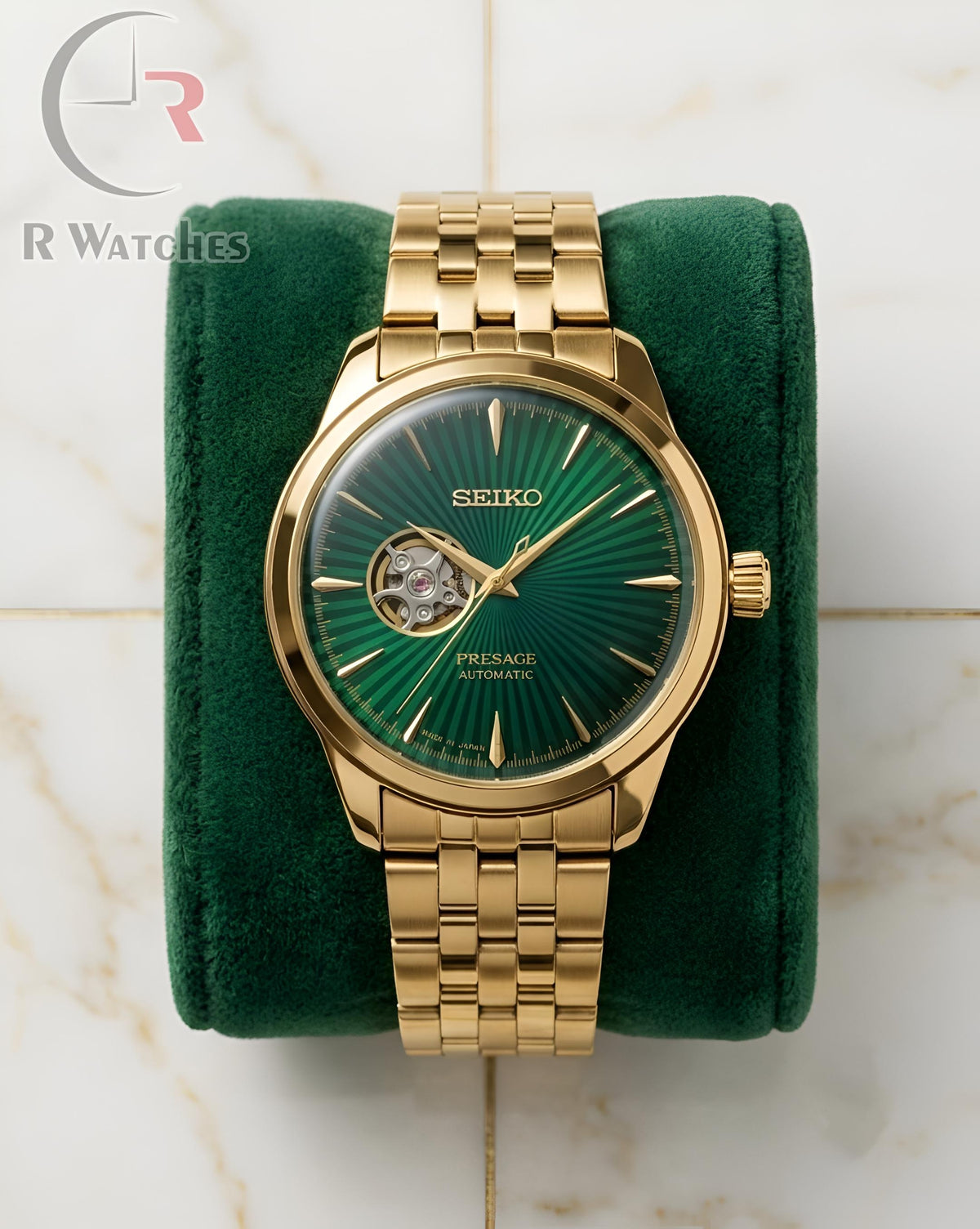 (OS2)📷⭐ Seiko automatic gold green (SKAM11)