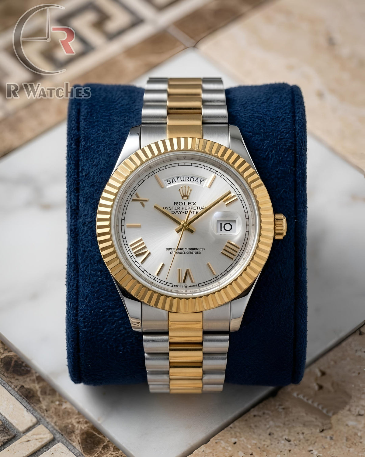(SS) Rolex Roman Dual Tone White