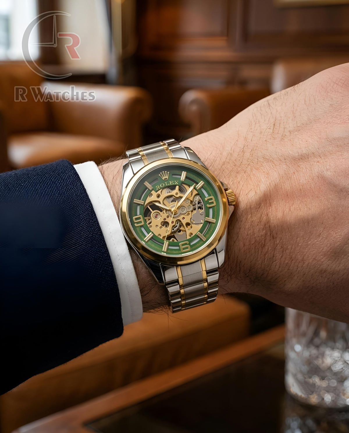 (SS) Rolex Automatic Dual Tone Green