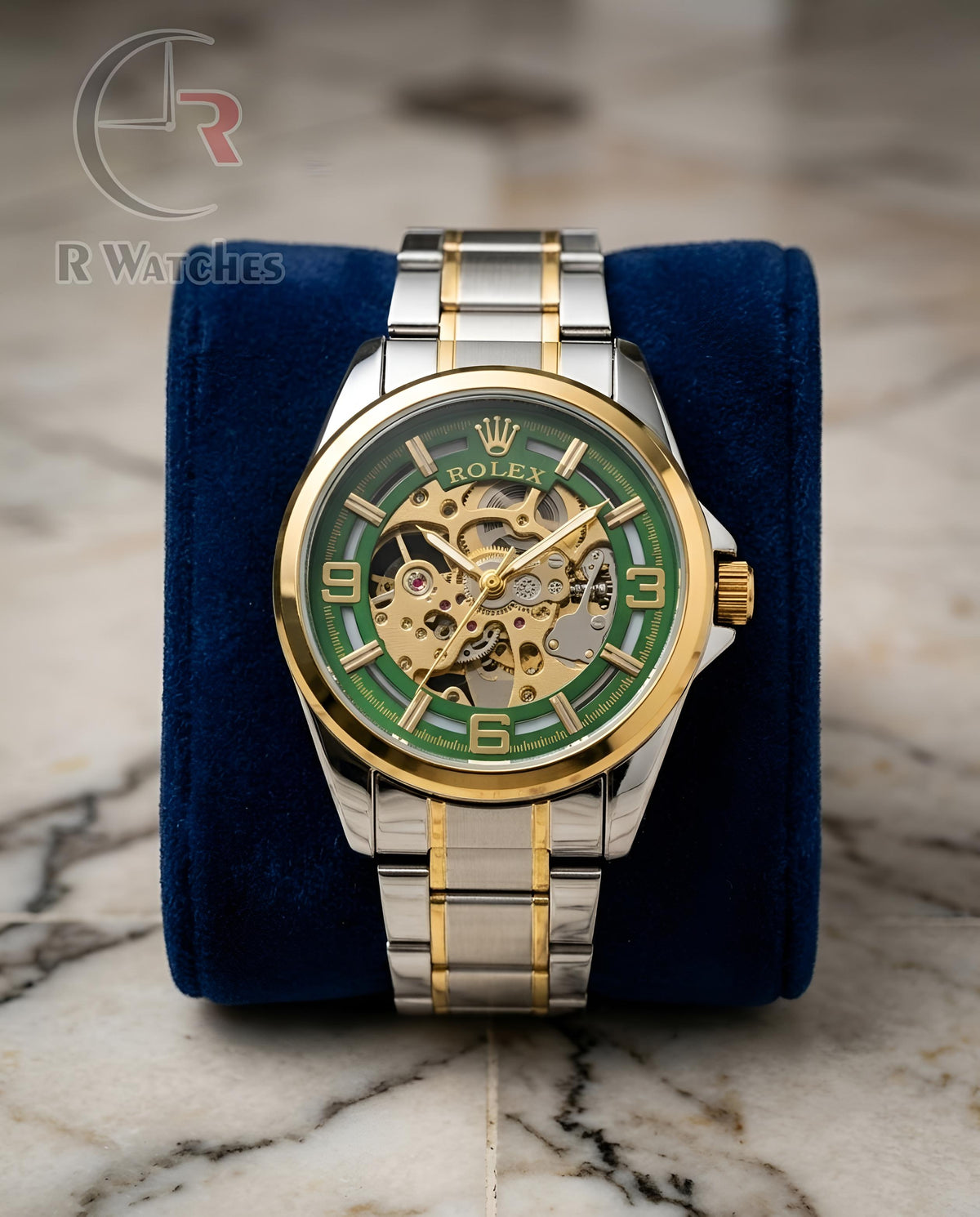 (SS) Rolex Automatic Dual Tone Green